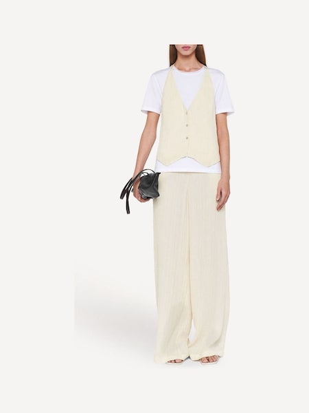 Cream Mawn Pleat Jacquard Wide Leg Trousers (F18076) | £475