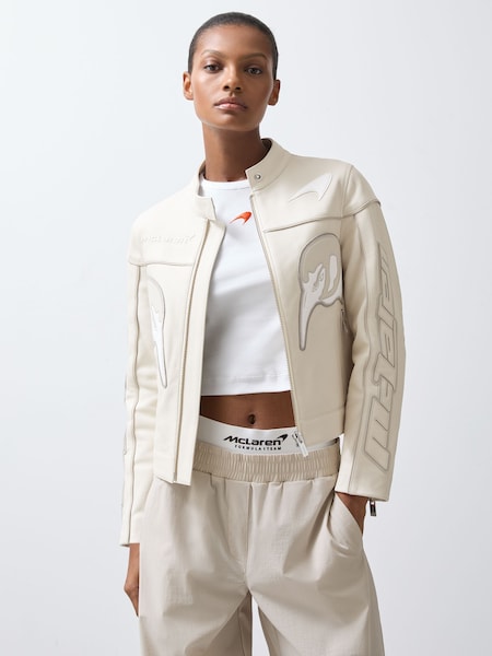 Off White Champion McLaren F1 Team Leather Biker Jacket (F18130) | £1,298