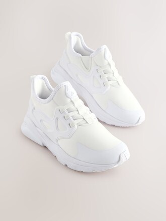 White Wide Fit (G) Elastic Lace Trainers