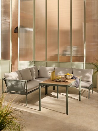MADE.COM Green Estelle Garden Corner Sofa Dining Set
