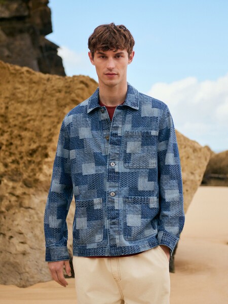Blue Denim Patchwork Denim Shacket (F20031) | £58