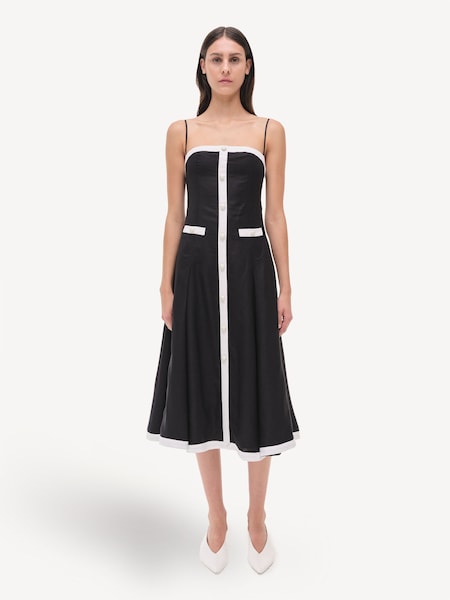 Black Cordelia Button Down Midi Dress (F22712) | £455
