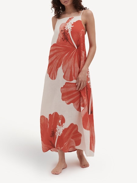 Grand Hibiscus - Cream Women's square neck nightie (F25690) | £135