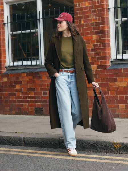 Olive Green Revere Coat (F26257) | £65