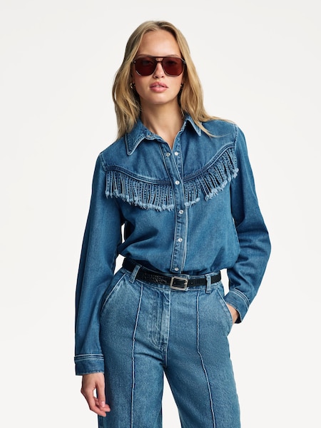 Blue Wildwest Sylvie Fringe Shirt (F27047) | £160
