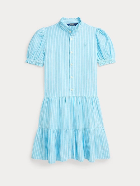 Bright Blue Cotton Linen Day Dress (F28446) | £145