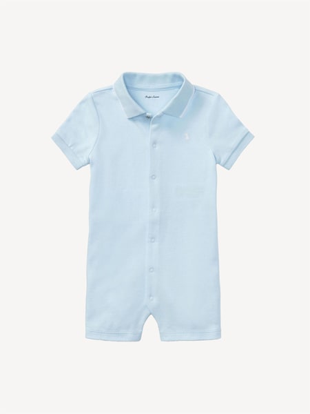 Blue Baby Boys Interlock Polo Shortall Rompersuit (F28448) | £59