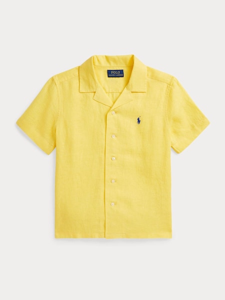 Yellow Boys Linen Camp Collar Linen Shirt (F28452) | £79