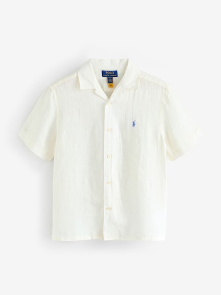 Ivory Boys Linen Camp Collar Linen Shirt (F28454) | £79