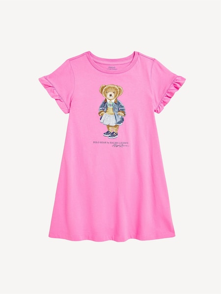 Pink Girls Polo Bear Jersey Dress (F28462) | £89