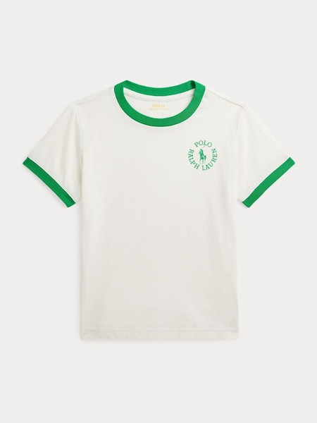 Grey Lauren Boys Logo Jersey Ringer T-Shirt (F28484) | £45 - £49
