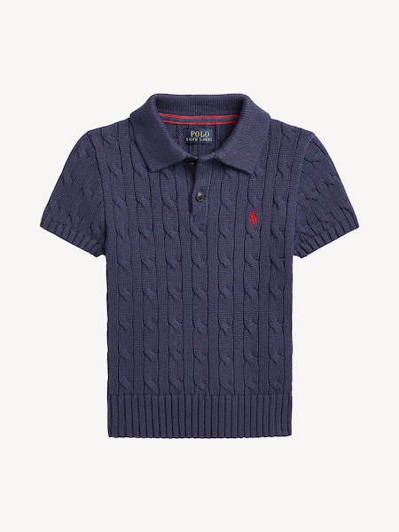 Blue Boys Cable Knit Polo Collar Jumper (F28486) | £99 - £109