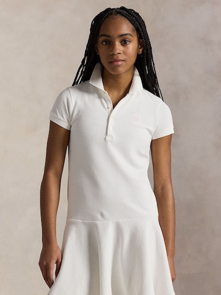 White Girls Stretch Pique Polo Dress (F28514) | £89