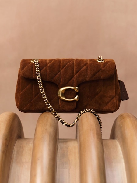 Brown Quilted Suede Tabby Shoulder Bag 26 With Chain (F29777) | £552