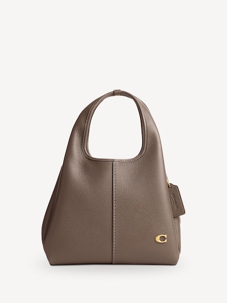 Brown Polished Pebble Leather Lana Shoulder Bag 23 (F29780) | £390