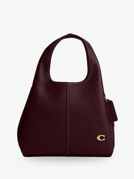 Red Polished Pebble Leather Lana Shoulder Bag 23 (F29782) | £390