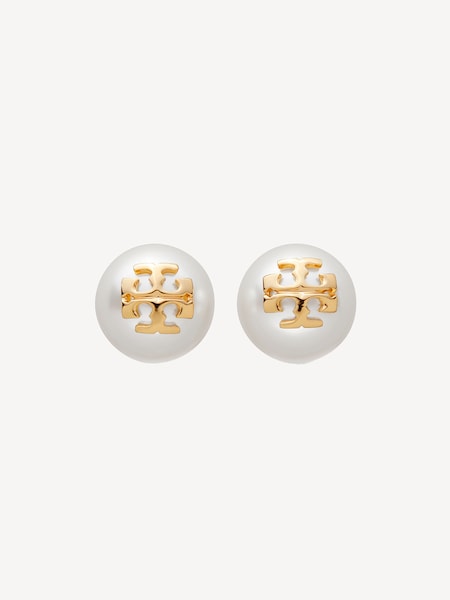 Gold Tone Kira Pearl Stud Earrings (F29796) | £95