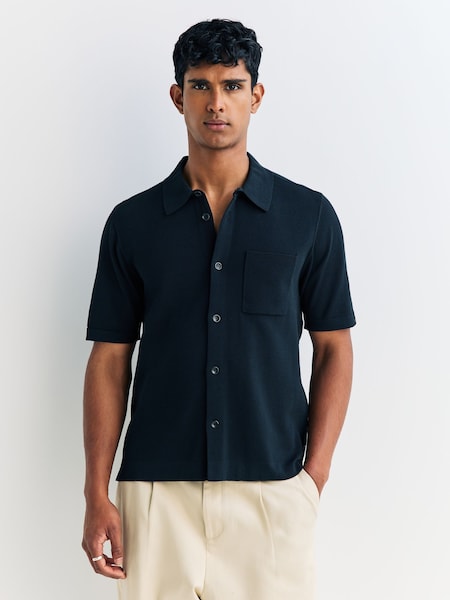 Black Refined Knit Dalton Shirt (F30130) | £265