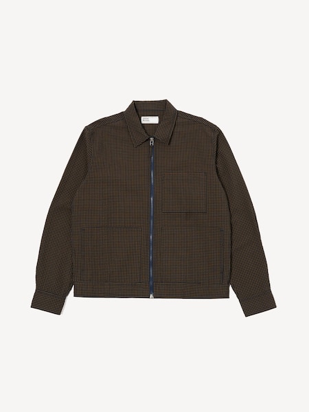 Blue Check Seersucker Zip Uniform Jacket (F30165) | £210