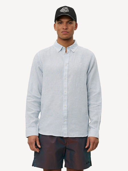 Blue Konrad Stripe Linen Shirt (F30278) | £100