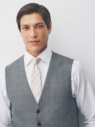 Grey Wool Blend Suit Waistcoat