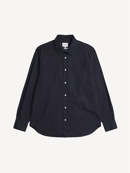 Navy Relaxed Fit Algot Twill Long Sleeve Shirt (F35009) | £160