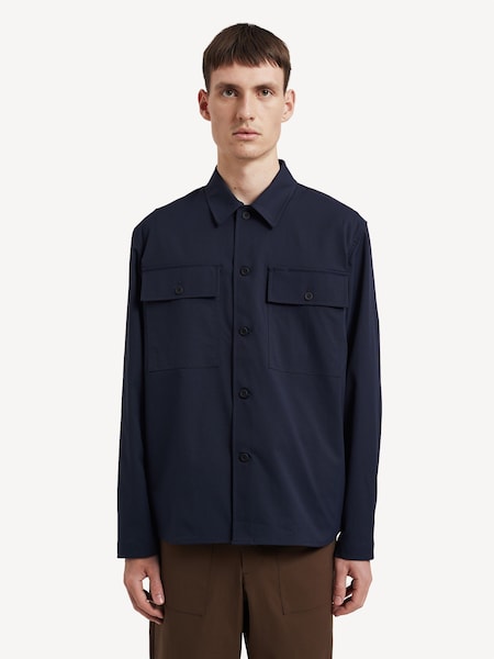 Blue Hjalmer Technical Twill Overshirt (F35018) | £180