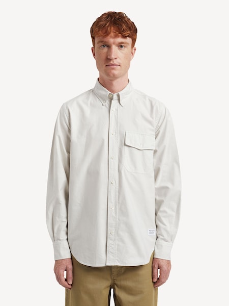 White Relaxed Fit  Algot Overdyed Long Sleeve Oxford Shirt (F35020) | £180