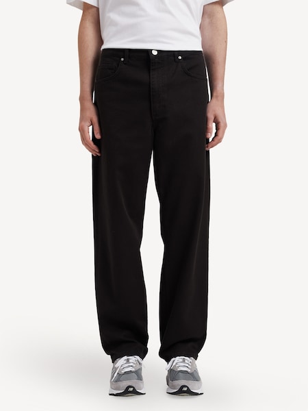 Black Relaxed Fit Mogens 5 Pocket Twill Trousers (F35891) | £160