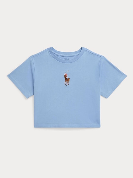 Blue Girls Pony Logo Cropped T-Shirt (F37690) | £45 - £49