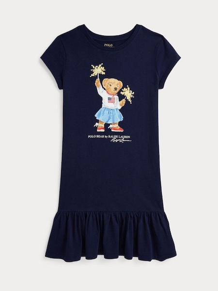 Blue Girls Polo Bear Jersey Dress (F37696) | £99