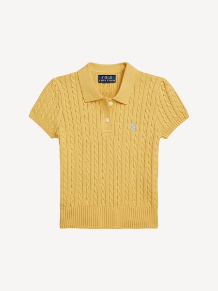 Yellow Girls 100% Cotton Cable Knit Polo Jumper (F37698) | £99 - £109
