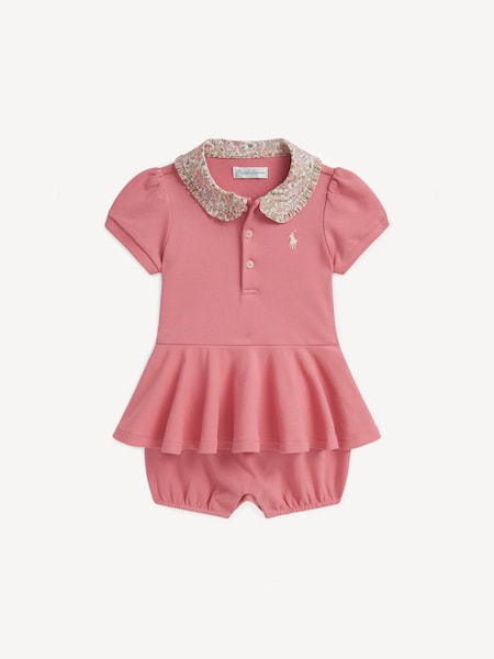 Pink Stretch Mesh Peplum Rompersuit (F37710) | £75