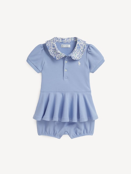 Blue Stretch Mesh Peplum Rompersuit (F37721) | £75