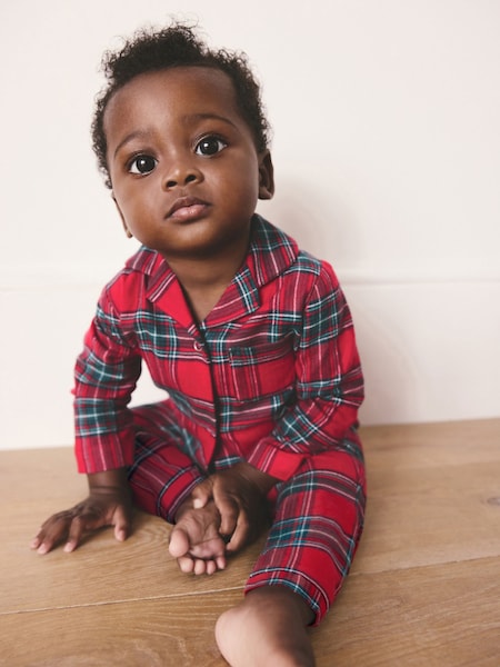 Red Tartan Matching Family Christmas baby Sleepsuit (0mths-3yrs) (F40065) | £12 - £14