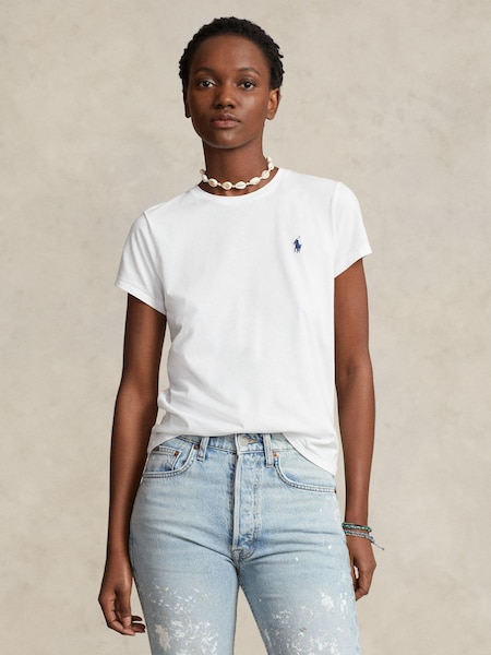 White Jersey Crewneck Cotton T-Shirt (F43180) | £75