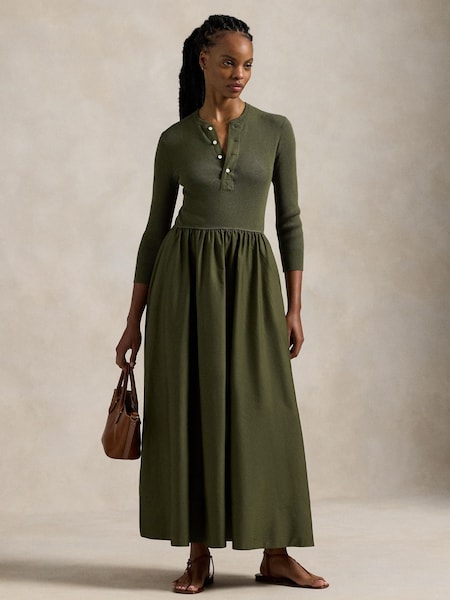 Green Henley Bodice Dress (F43184) | £399