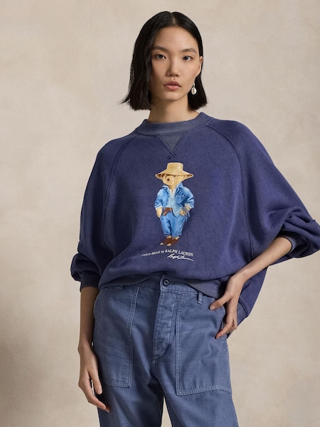 Blue Oversize Polo Bear Fleece Crewneck Sweatshirt (F43208) | £229