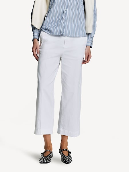 White Twill Wide-Leg Cropped Trousers (F43228) | £189