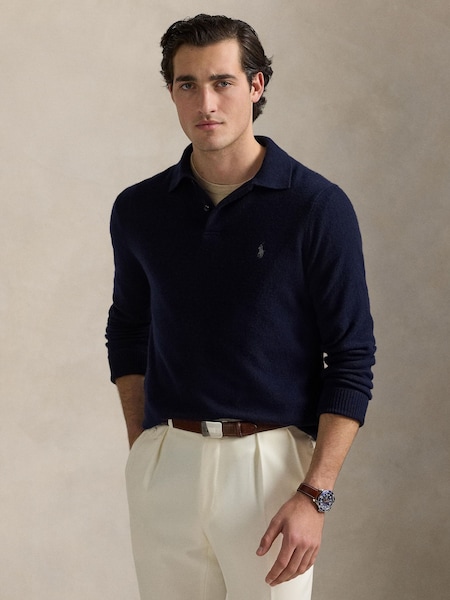 Blue Long Sleeve Pullover Polo Shirt (F43413) | £219