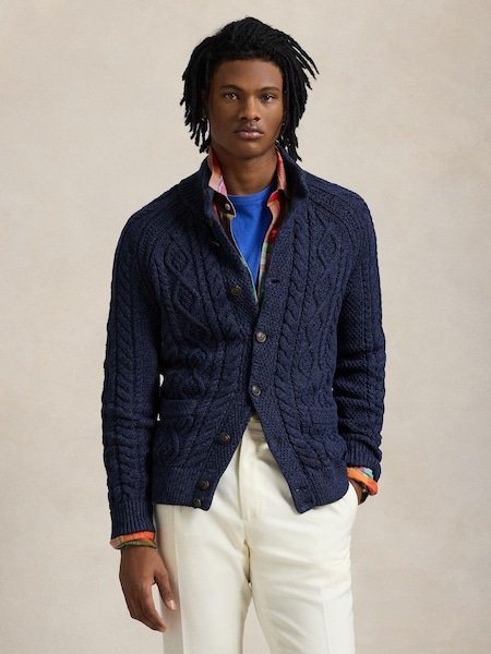 Blue Long Sleeve Cotton Cardigan (F43422) | £349