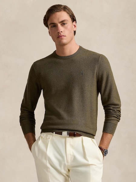 Green Long Sleeve Pullover Cotton Jumper (F43424) | £179