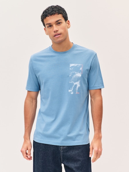 Blue Regular Fit 100% Cotton Graphic T-Shirt (F44219) | £45