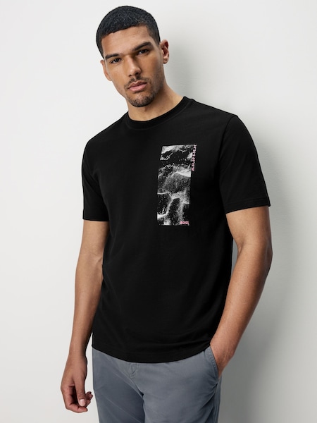 Black Regular Fit 100% Cotton Graphic T-Shirt (F44257) | £45