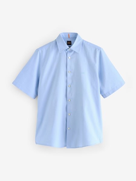 Blue Regular Fit Short Sleeve 100% Cotton Shirt (F44319) | £79