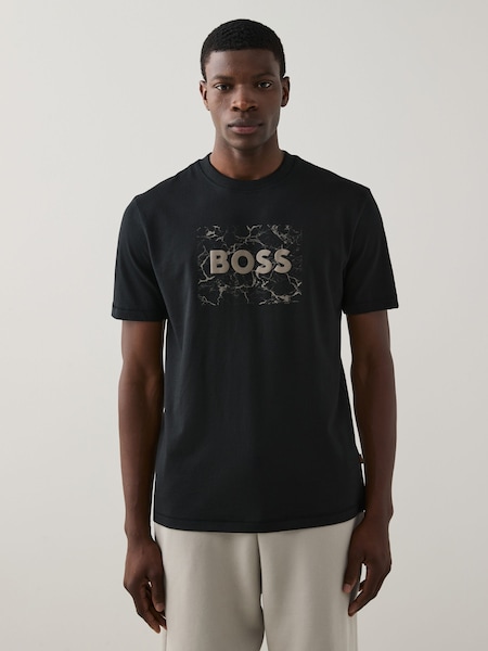 Black Regular Fit Graphic 100% Cotton T-Shirt (F44323) | £59