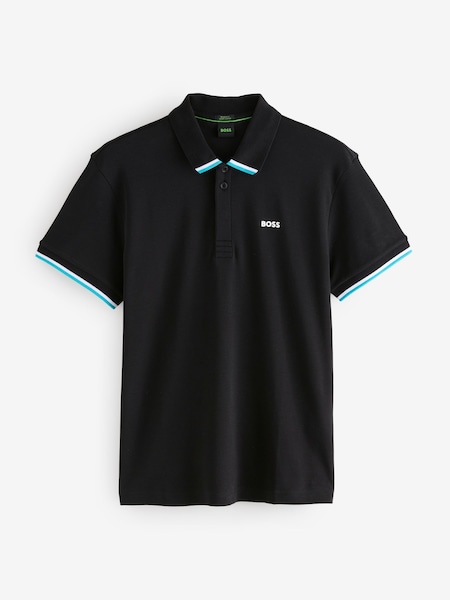 Black Regular-Fit Paddy Hidden Placket 100% Cotton Polo Shirt (F44380) | £99