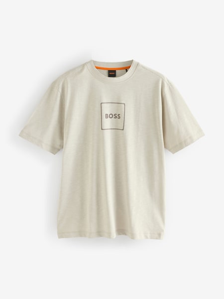 Beige Relaxed Fit Box Logo T-Shirt (F44472) | £79