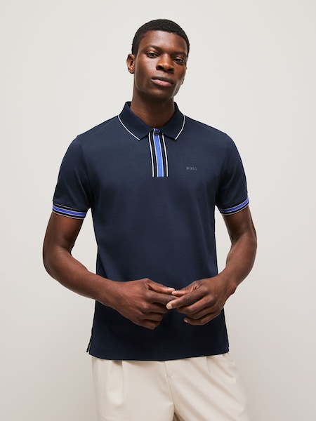 Blue Regular Fit Logo Parlay 100% Cotton Polo Shirt (F46332) | £119
