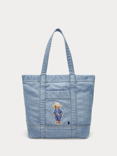 Blue Cotton Bear Print Tote Bag (F48593) | £219